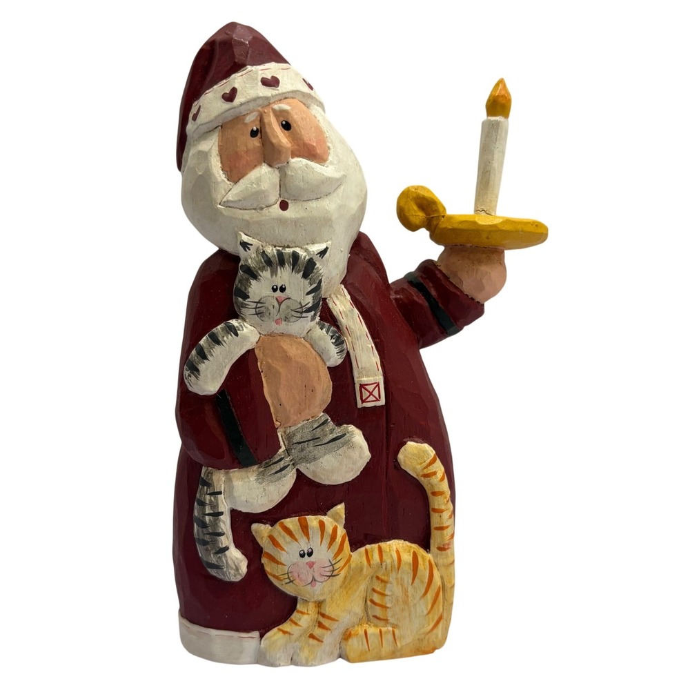 Vtg Midwest of Cannon Falls Eddie Walker Santa‎ Cats Figurine Folk Art Christmas